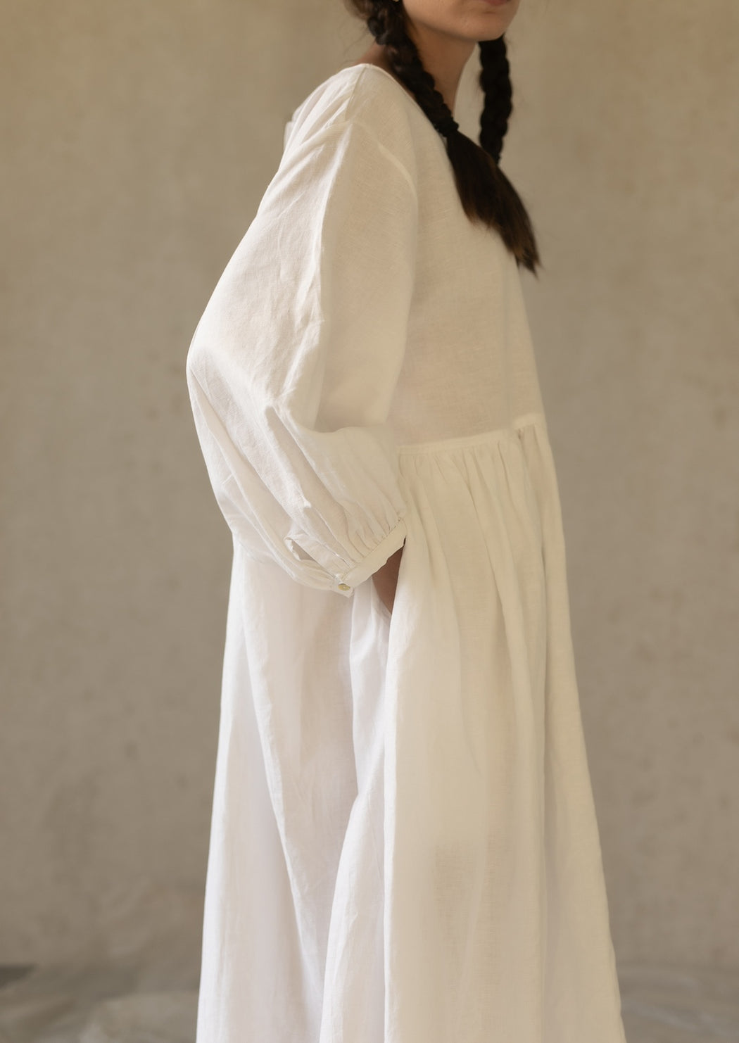 LINEN SEISOEN DRESS MILK