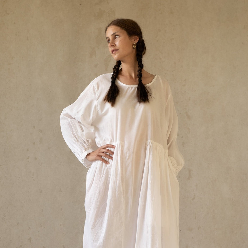IN STOCK | COTTON SEISOEN DRESS IN WHITE