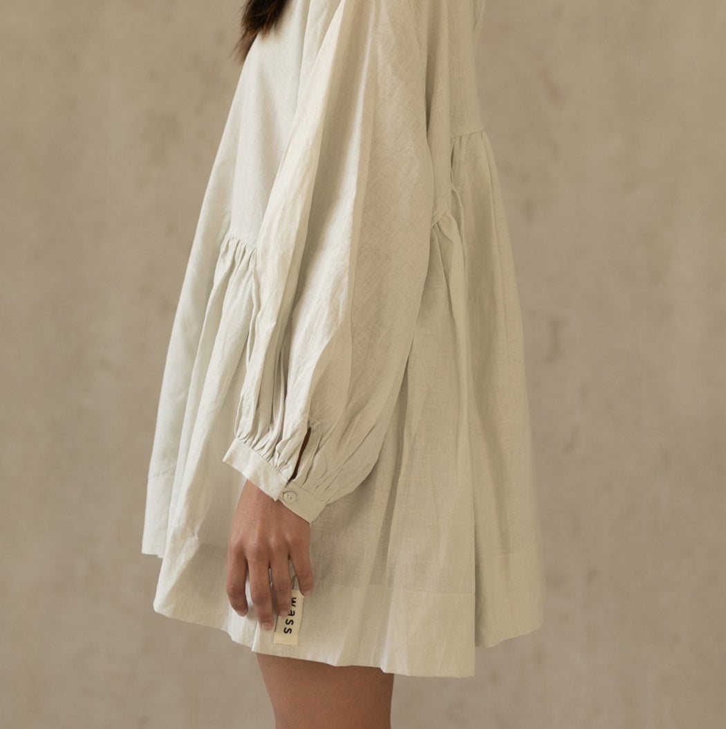 LINEN SOMERLUS DRESS OATMEAL