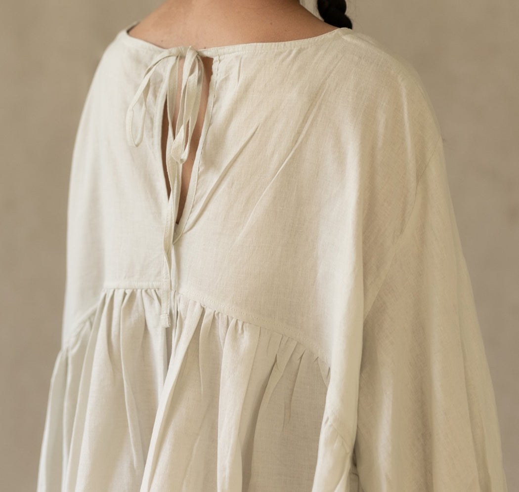 LINEN SOMERLUS DRESS OATMEAL