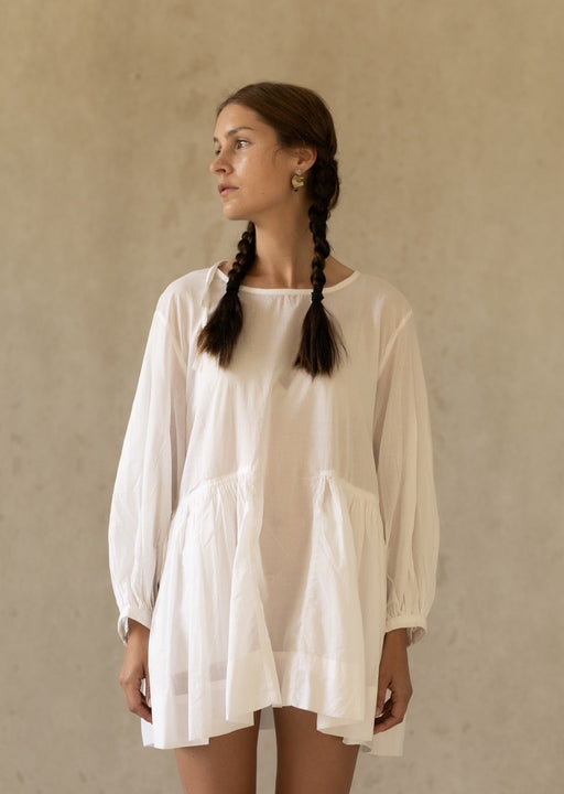 LINEN SOMERLUS DRESS IN MILK